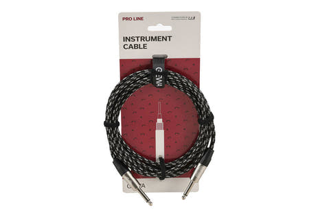 GEWA Pro Line cable de instrumento de 3 m, tweed blanco y negro, jack recto