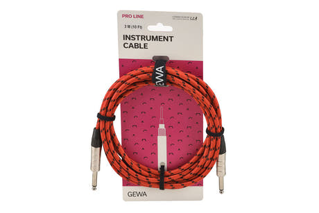 GEWA Pro Line cable de instrumento de 3 m, tweed negro-rojo, jack recto