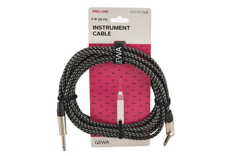 GEWA Pro Line cable de instrumento 6 m, tweed blanco y negro, jack acodado