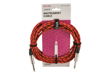 Cable de instrumento GEWA Pro Line de 6 m, tweed negro-rojo, jack recto