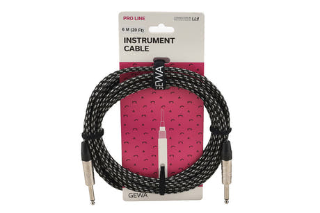 Cable de instrumento GEWA Pro Line de 6 m, tweed blanco y negro, jack recto