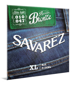 Cuerdas de guitarra western Savarez A130XL Bronze, extra light .010 a .047