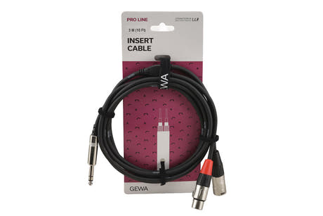 GEWA Pro Line cable de inserción de 3 m, jack estéreo a XLR macho y XLR hembra