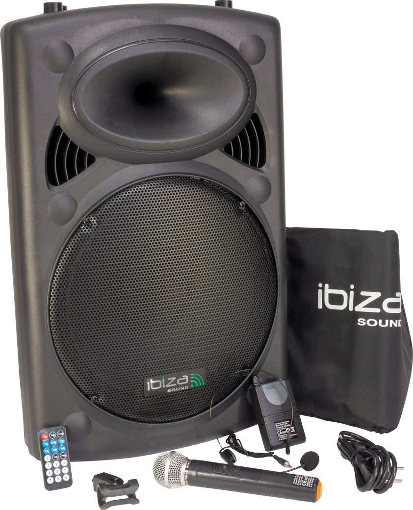 Ibiza Altavoz Portátil con 15" Bajo (Negro, 800W)