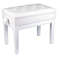 Banco de piano – almacenamiento y altura ajustable (blanco)