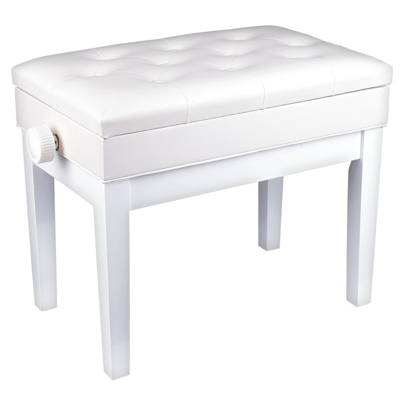 Banco de piano – almacenamiento y altura ajustable (blanco)