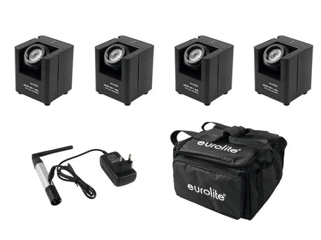 EUROLITE Conjunto 4x AKKU UP-1 + SB-4 Bolsa acolchada + Transmisor inalámbrico QuickDMX