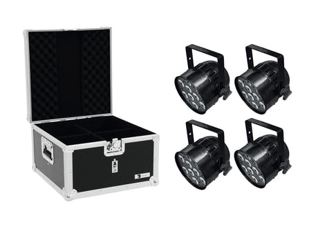 EUROLITE Set 4x LED PAR-56 QCL Corto bk + Estuche EPS