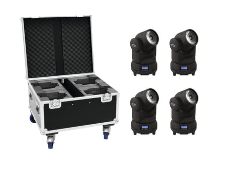 EUROLITE Set 4x LED TMH-X1 Cabezas Móviles Beam + Case