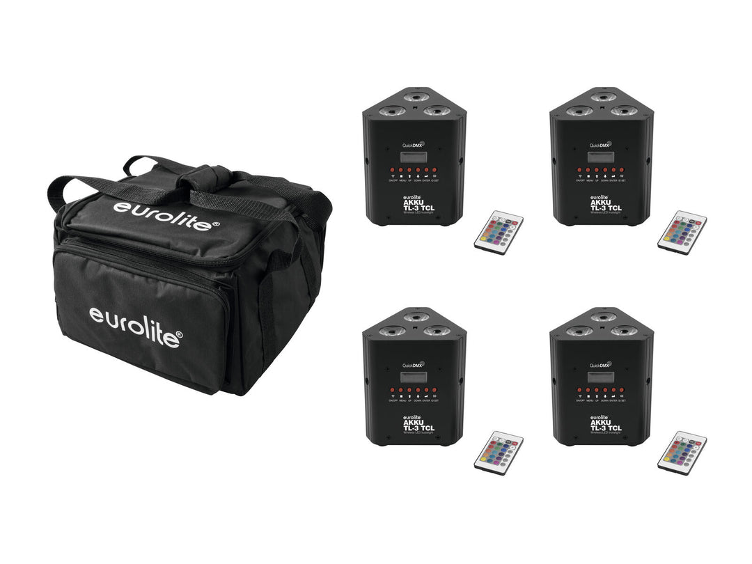 Set EUROLITE 4x AKKU TL-3 QuickDMX + bolsa blanda