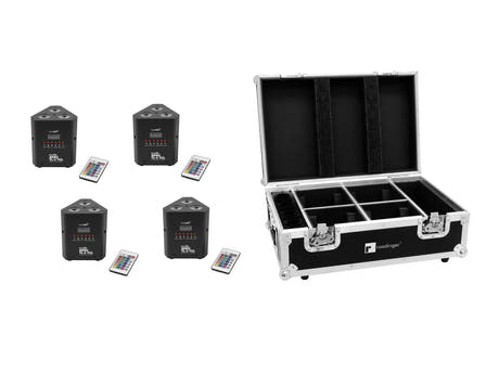 EUROLITE Set 4x AKKU TL-3 TCL QuickDMX + estuche con función de carga