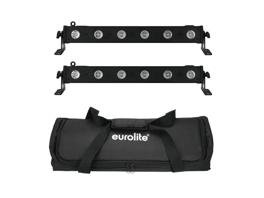 EUROLITE Set de 2x LED BAR-6 QCL RGBW + Funda acolchada