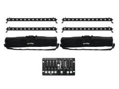 Set de 4x LED BAR-12 QCL RGBW + 2x bolsa blanda + controlador