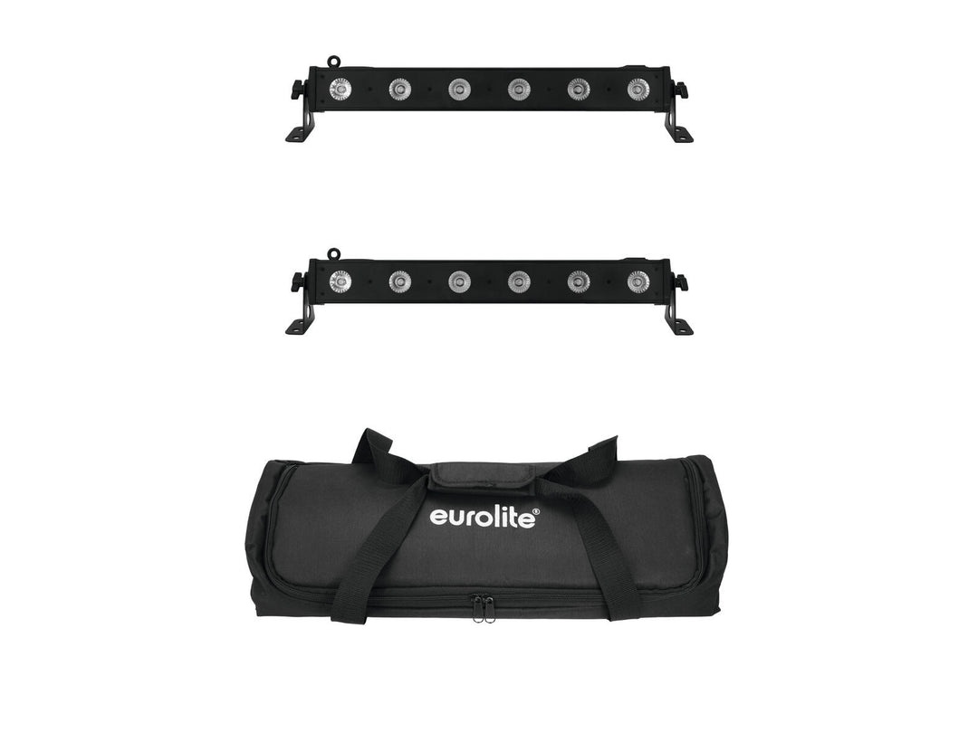 EUROLITE Conjunto 2x LED BAR-6 QCL RGBA + Bolsa blanda