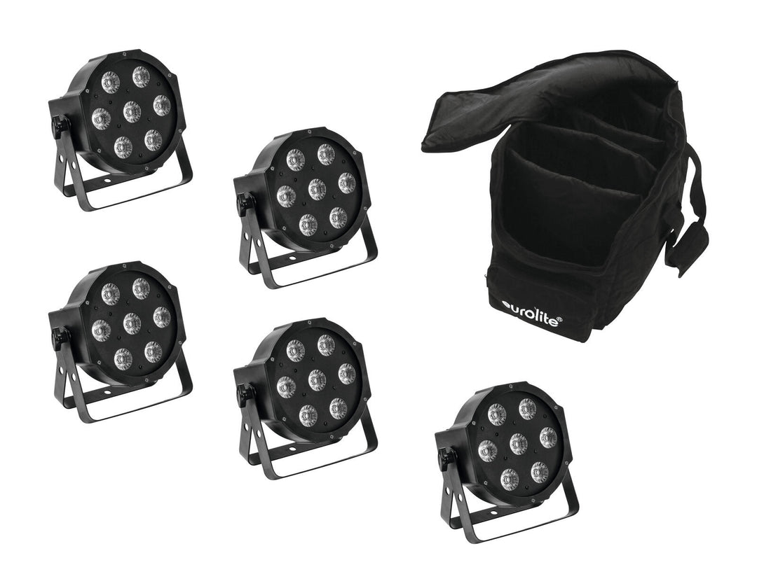 EUROLITE Set 5x LED SLS-7 HCL Spot + Bolsa blanda