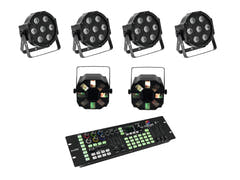 EUROLITE Set 4x LED SLS-7 HCL Floor + 2x LED FE-700 + controlador DMX LED Color Chief