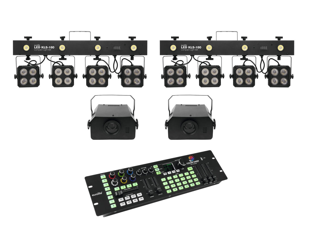 EUROLITE Set 2x LED KLS-180 + 2x LED WF-40 + controlador DMX LED Color Chief