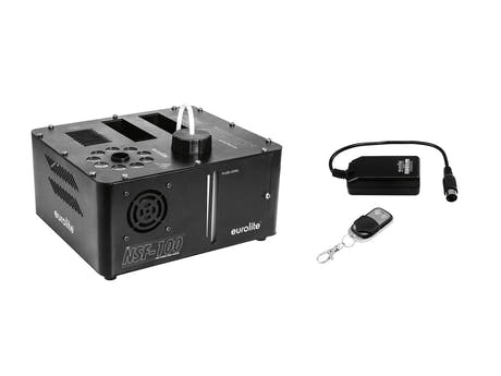 Set EUROLITE NSF-100 LED DMX Hybrid Nebulizador de aerosol + WRC-4 Control remoto inalámbrico
