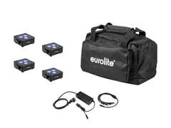 EUROLITE Conjunto 4x AKKU Flat Light 3 bk + Cargador + Bolsa blanda