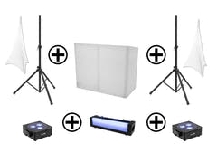 EUROLITE Set AKKU 2x Flat light 3 bk + Bar-6 + Soportes