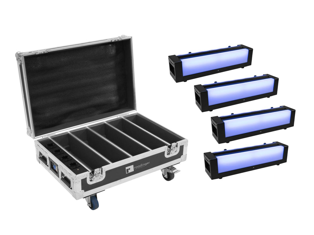EUROLITE Set 4x AKKU Bar-6 Glow QCL + Case con función de carga