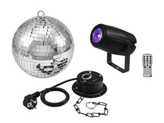 EUROLITE Bola de espejos 20cm con motor + LED PST-5 QCL Spot bk