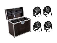 EUROLITE Set 4x LED 7C-7 Silent Slim Spot + estuche