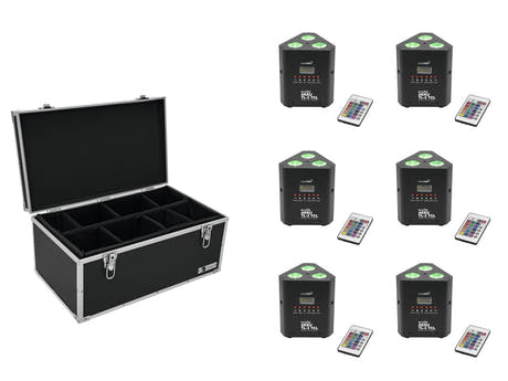 EUROLITE Set 6x AKKU TL-3 TCL Trusslight QuickDMX + Estuche TDV-1