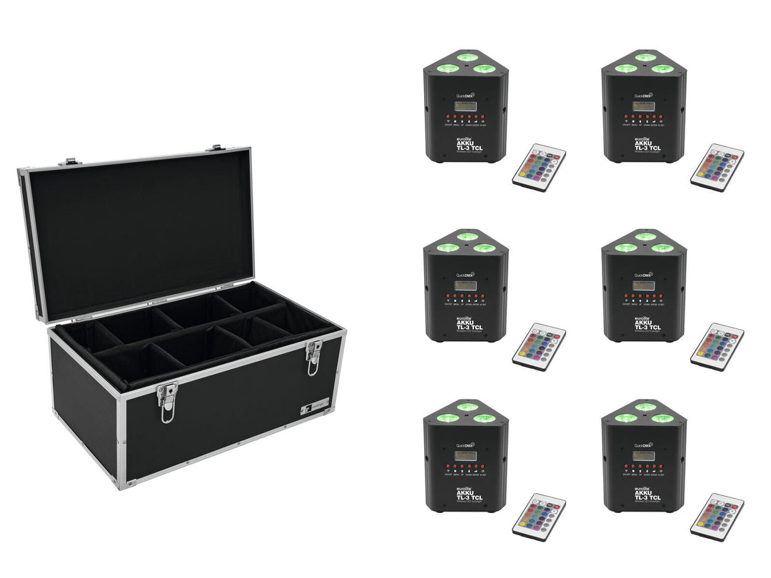 EUROLITE Set 6x AKKU TL-3 TCL Trusslight QuickDMX + Estuche TDV-1