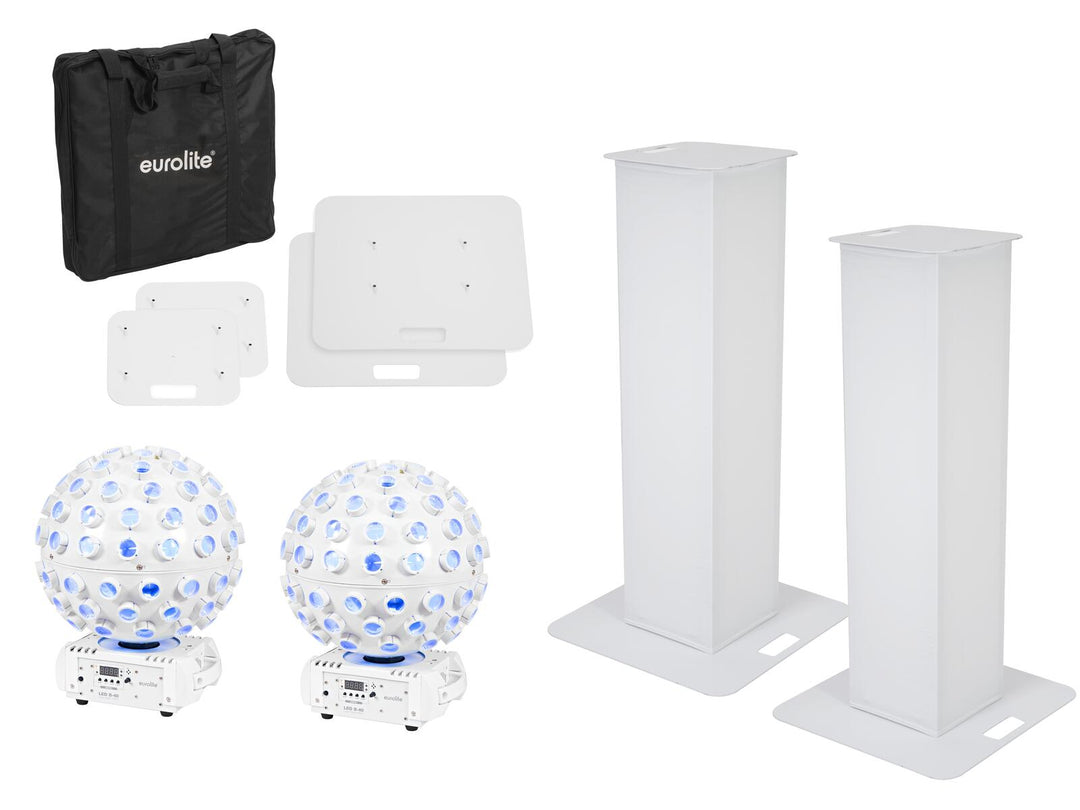 EUROLITE Set 2x Stage Stand 100cm + 2x LED B-40 Beam Effect blanco