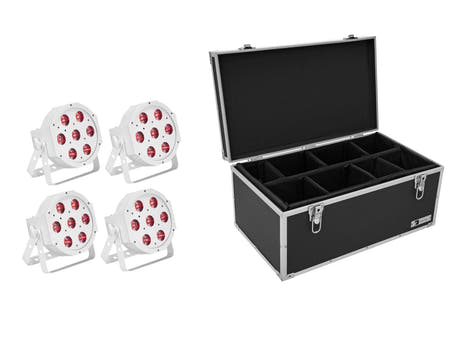 EUROLITE Set 4x LED SLS-7 HCL de suelo blanco + Estuche