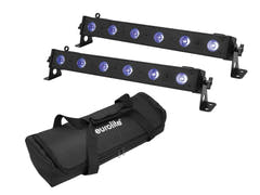 EUROLITE Conjunto 2x LED BAR-6 QCL RGB+UV Bar + Bolsa blanda