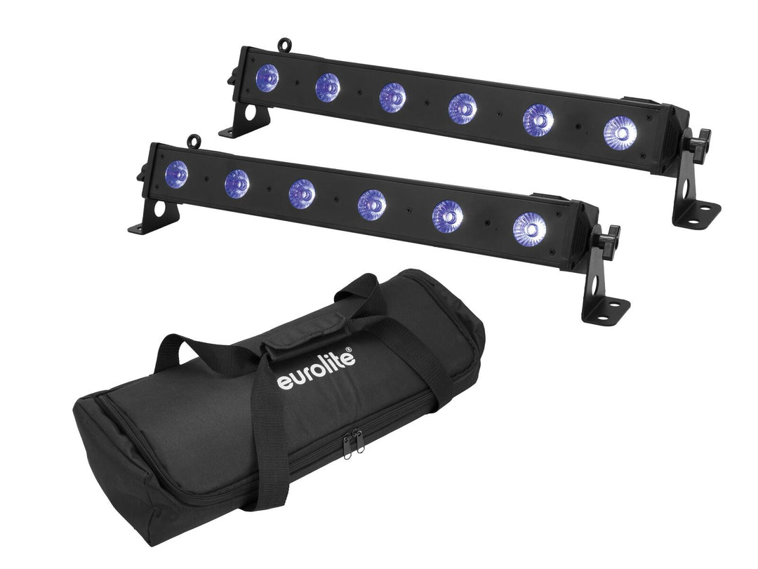 EUROLITE Conjunto 2x LED BAR-6 QCL RGB+UV Bar + Bolsa blanda