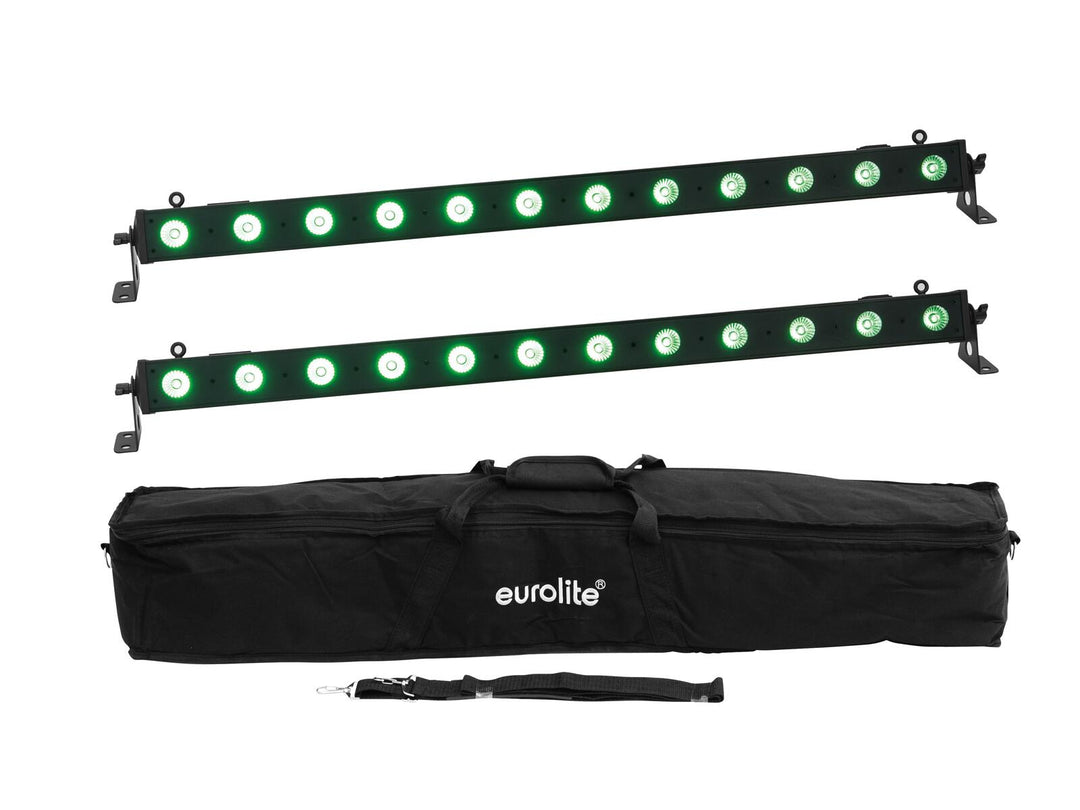 EUROLITE Conjunto 2x LED BAR-12 QCL RGB+UV Barra + Bolsa blanda