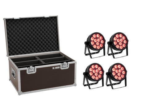 EUROLITE Set 4x LED 7C-12 Foco Slim silencioso + Estuche