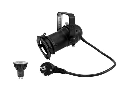 EUROLITE Set PAR-16 Foco bk + GU-10 230V COB 5W LED 1800-3000K dim2warm