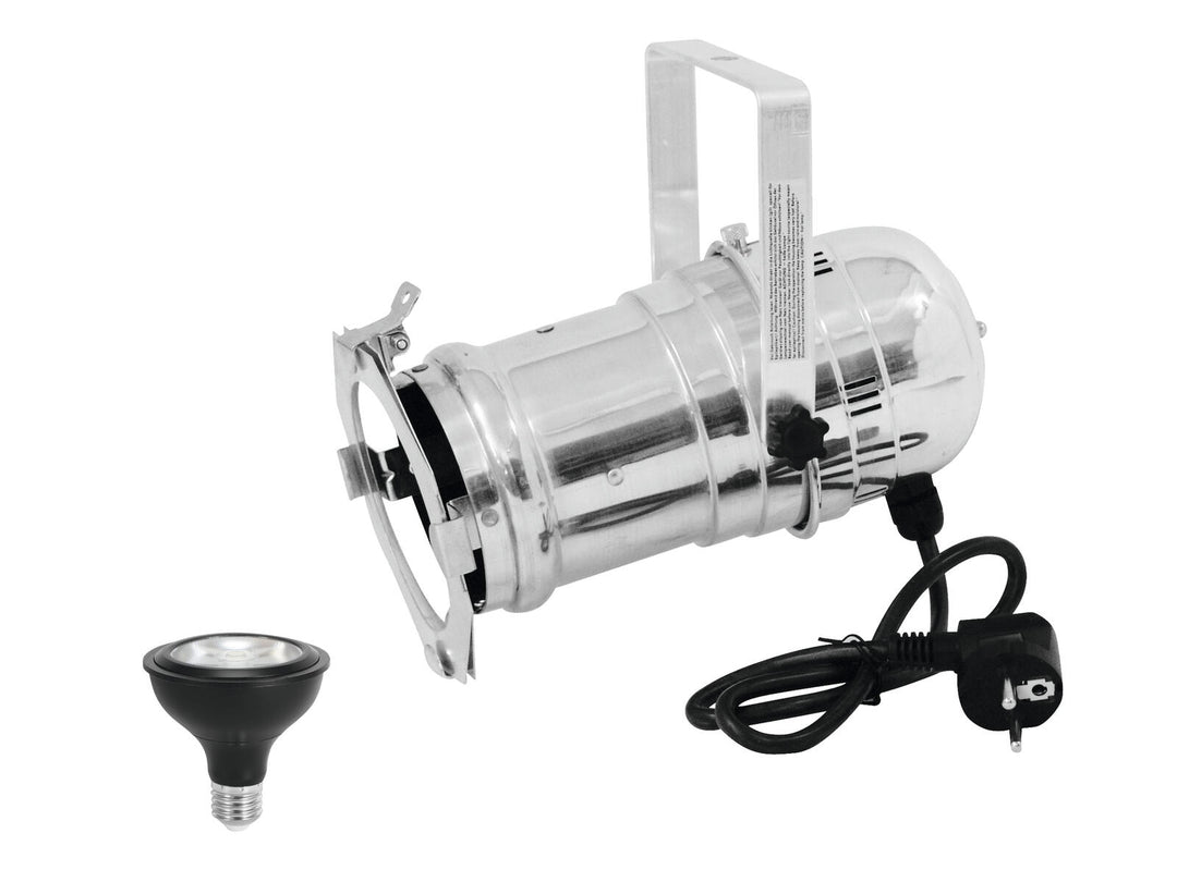 Conjunto EUROLITE Foco PAR-30 sil + PAR-30 230V COB 12W E-27 LED 1800-3000K dim2warm