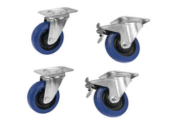 Set de ruedas giratorias ROADINGER 100mm azules 2x RD-100 + 2x RD-100B con freno