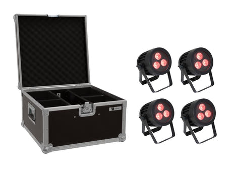 EUROLITE Set 4x LED IP PAR 3x9W SCL Spot + Estuche