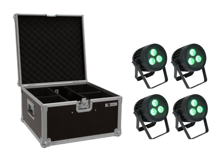 EUROLITE Set 4x LED IP PAR 3x8W QCL Spot + Maleta