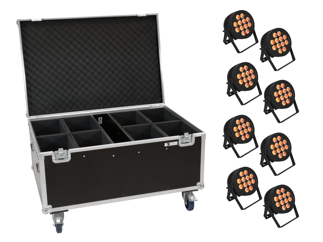 EUROLITE set de 8x LED IP PAR 12x9W SCL Spot + case con ruedas