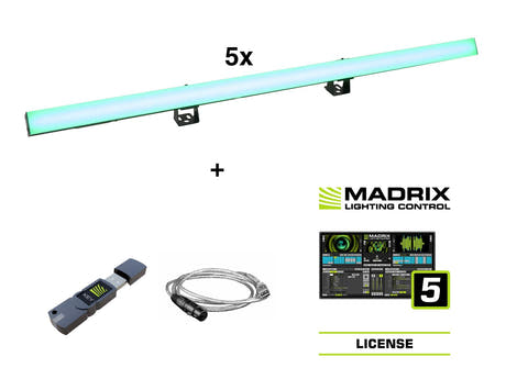 EUROLITE Set de 5x LED PR-100/32 Pixel DMX Rail + software Madrix