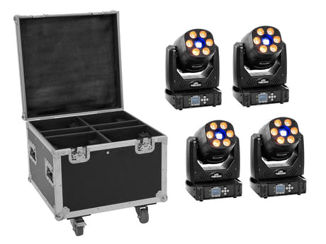 EUROLITE Set 4x LED TMH-H90 + Case con ruedas