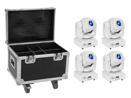 EUROLITE Set 4x LED TMH-S60 Cabezas Móviles Spot wh + Case