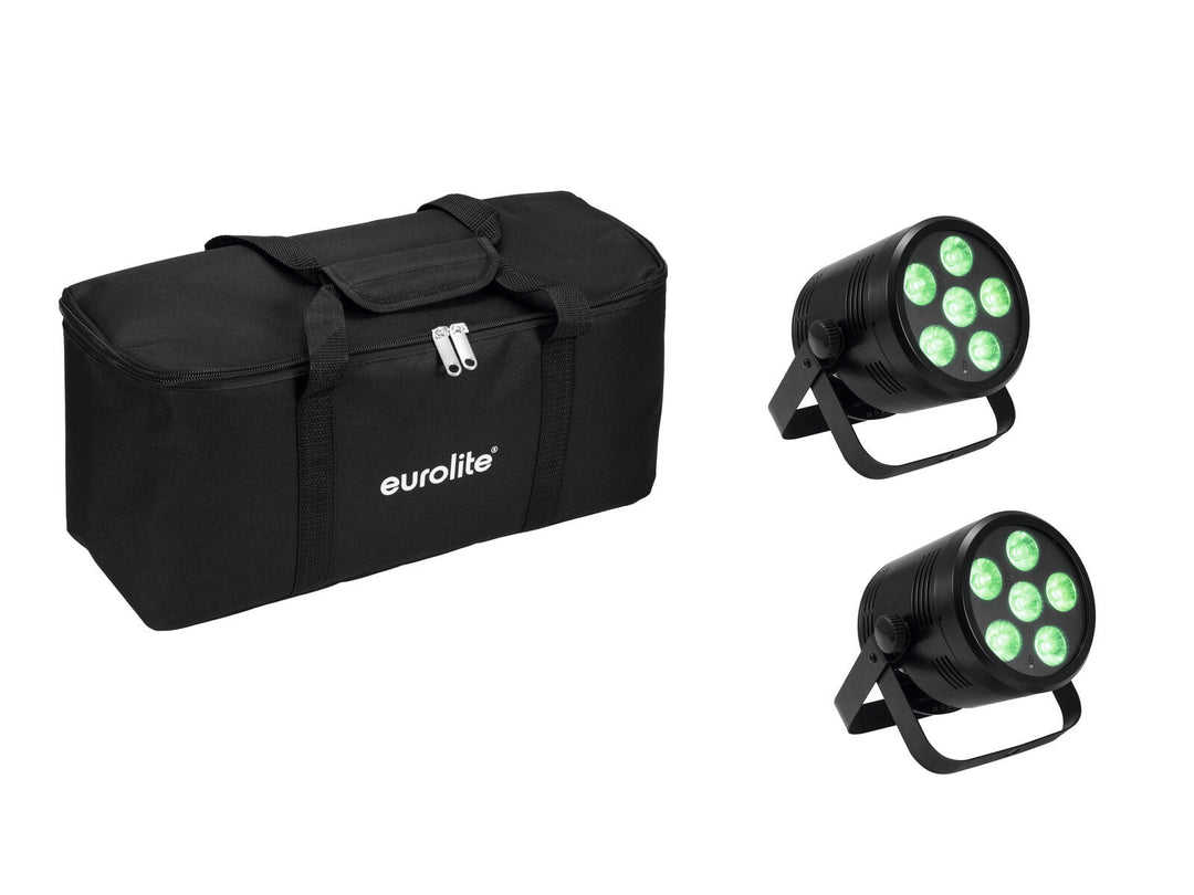 Set EUROLITE 2x AKKU PAR 6 QCL + bolsa acolchada