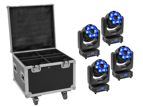 EUROLITE Conjunto 4x LED TMH-H240 Beam/Wash/Flower Effect + Case