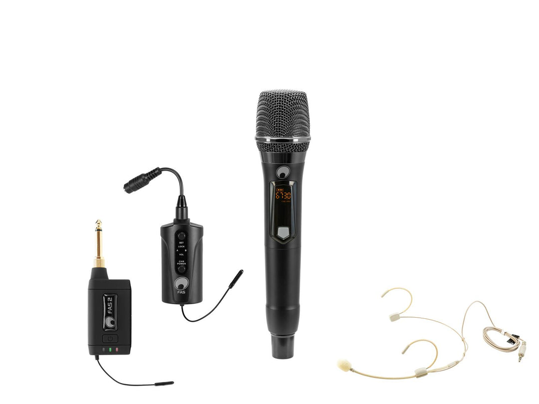 OMNITRONIC Set FAS TWO + Micrófono inalámbrico Dyn. + BP + diadema 660-690MHz