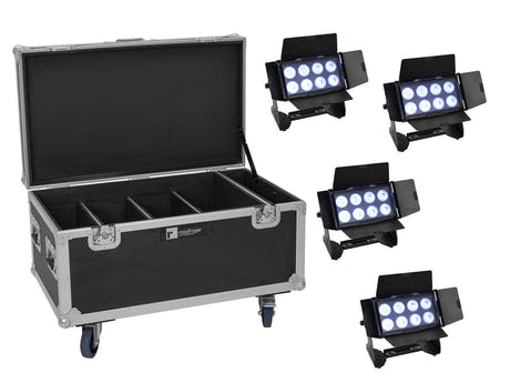 EUROLITE Set 4x Multiflood IP 8x10W RGBW Wash + Estuche