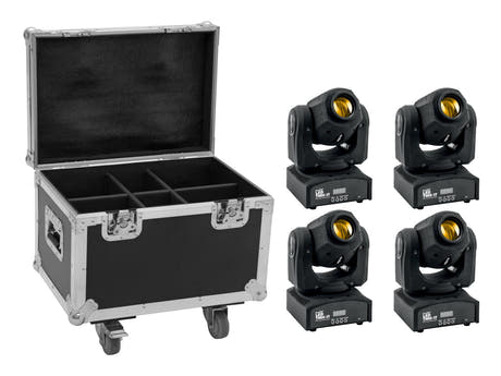 EUROLITE Set 4x foco LED TMH-17 + estuche con ruedas