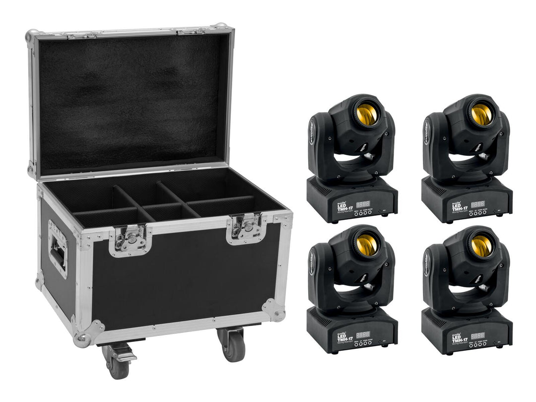 EUROLITE Set 4x foco LED TMH-17 + estuche con ruedas